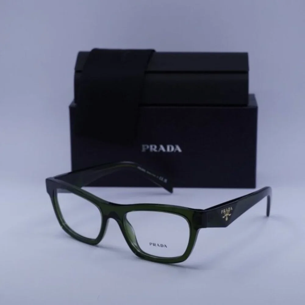 Prada PRB01V 19Z1O1 Eyeglasses Transparent Bottle Green 54mm Cat Eye Frame - Picture 10 of 10